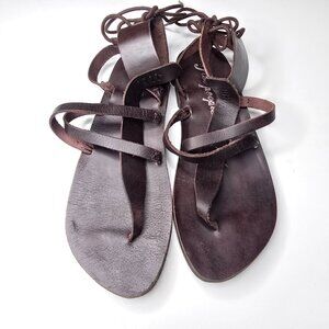 Free People Brown Vacation Day Wrap Gladiator Sandals Lace Up Flat